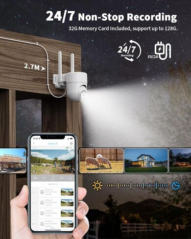 كاميرا أمان خلوية LIWAN 4G LTE سلكية في الهواء الطلق، بدون كاميرا أمان WiFi، تسجيل 24/7، عرض 360 درجة، رؤية ليلية ملونة 2K، محادثة ثنائية الاتجاه، بطاقة SIM مدمجة وبطاقة ذاكرة 32 جيجا، خطة بيانات غير محدودة in Saudi Arabia