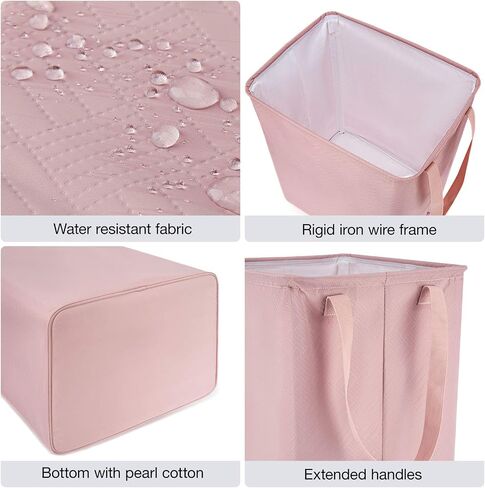 عبوتان من سلة الغسيل، نوبل داك 65 لتر، سلة غسيل قابلة للطي وقابلة للطي مع مقابض للملابس المتسخة، منظم ألعاب، سلة غسيل وردية للفتيات الصغيرات in Saudi Arabia