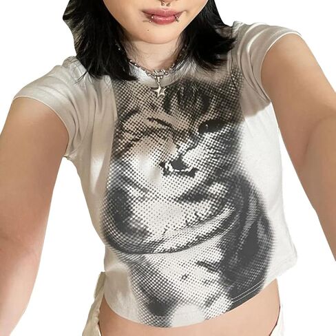 Woxlica E Girl Clothing Graphic Print Summer Crop Top for Teen Girls in Kuwait