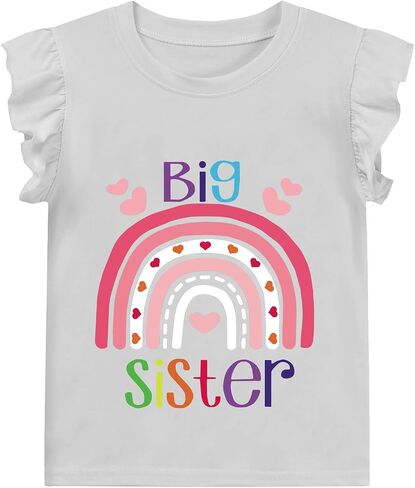 Big Sister Shirt for Girl Promoted to Big Sister Announcement Dinosaur Rainbow Elephant Outfit for Toddler Girl in Saudi Arabia