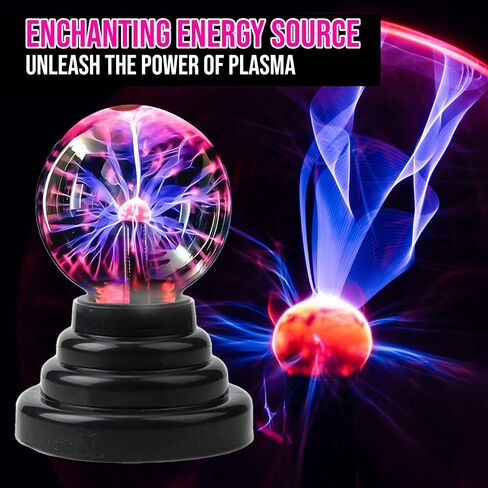 Brewish 3 inch Plasma Ball Lamp Touch Sensitive Novelty Nebula Sphere Globe Magical Orb Toy Gift for Kids, Men & Women for Birthday, Christmas, Party Celebrations (3 INCH) - USB & Battery Powered in Saudi Arabia