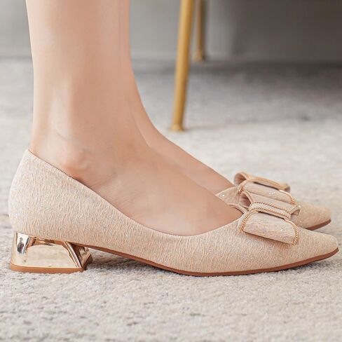 Women's Low Block Chunky Heels Dress Shoes Pointed Toe Closed Toe Work Pumps Slip on Comfort Dress Shoes for Women in Kuwait