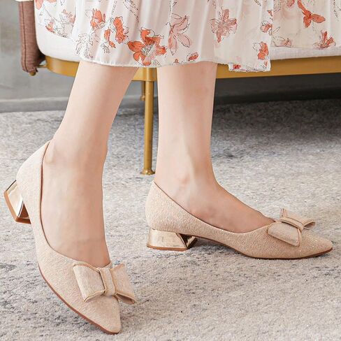 Women's Low Block Chunky Heels Dress Shoes Pointed Toe Closed Toe Work Pumps Slip on Comfort Dress Shoes for Women in Kuwait