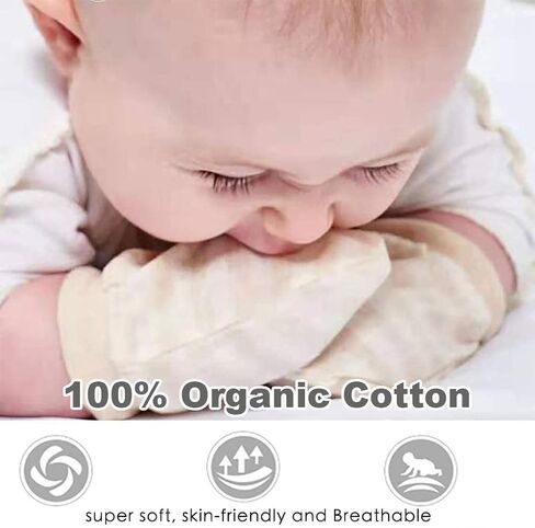Newborn Mittens No Scratch 100% Organic Cotton 3 Packs Mitts Baby Boy Girl Neutral With String 0-12 months in Saudi Arabia
