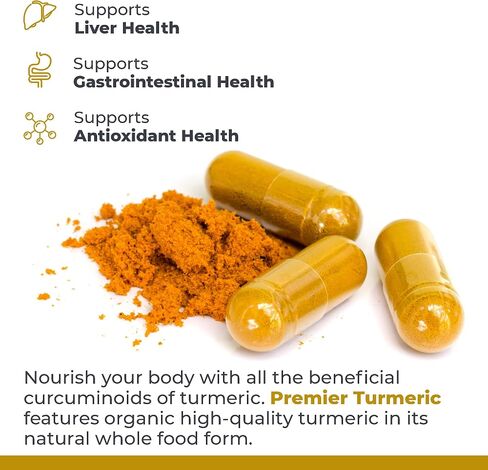 Premier Research Labs Turmeric - Supports Liver & Gastrointestinal Health - Features Naturally Occurring Curcuminoids from Organic Turmeric - Pure Vegan & GMO-Free - 60 Plant-Source Capsules in Saudi Arabia
