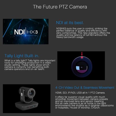 كاميرا AVKANS للتتبع التلقائي NDI HX3 PTZ، كاميرا تقريب 20X للبث المباشر HDMI SDI PTZ لعبادة الكنيسة والحدث المباشر in Kuwait