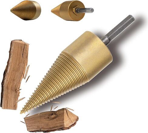 42mm Wood Splitting Drill Bit, Cone Firewood Splitter with Hex Shank for Family Outdoor Camping, Stove, Farm (42mm)… in Saudi Arabia