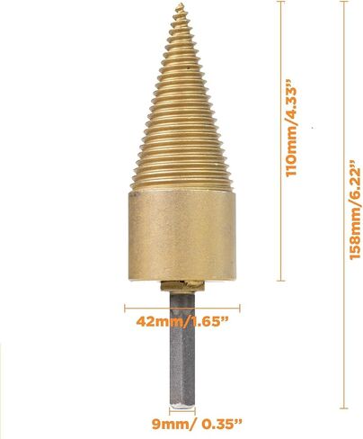 42mm Wood Splitting Drill Bit, Cone Firewood Splitter with Hex Shank for Family Outdoor Camping, Stove, Farm (42mm)… in Saudi Arabia
