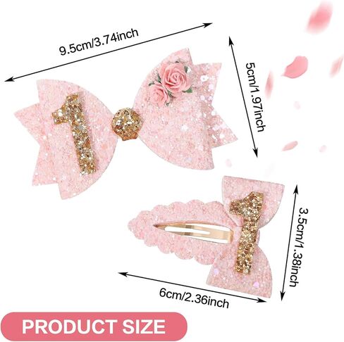 2 قطعة من مشابك الشعر لأقواس شعر الفتيات الصغيرات، إكسسوارات شعر لحفلات عيد الميلاد الأول، أقواس لامعة ومشابك وردية، دبوس شعر للفتيات على شكل تاج الكيك، مشبك شعر بوتيك لحفلات أعياد الميلاد in Kuwait
