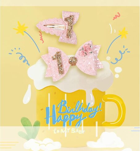 2 قطعة من مشابك الشعر لأقواس شعر الفتيات الصغيرات، إكسسوارات شعر لحفلات عيد الميلاد الأول، أقواس لامعة ومشابك وردية، دبوس شعر للفتيات على شكل تاج الكيك، مشبك شعر بوتيك لحفلات أعياد الميلاد in Kuwait