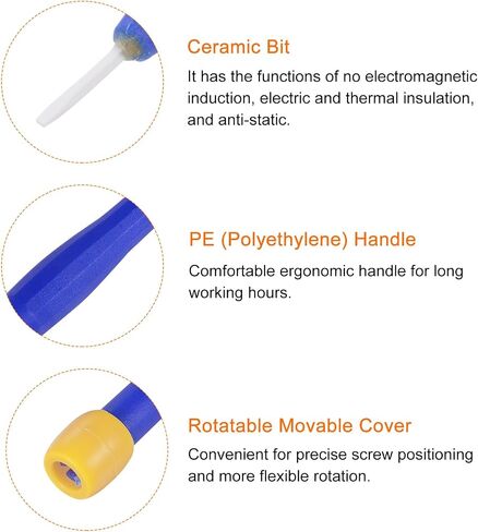 HARFINGTON 3Pcs Plastic Screwdriver 2.5mm Slotted Head Screw Driver Ceramic Repair Hand Tool with Rotatable Cover for High Frequency Circuit Adjustment in Saudi Arabia
