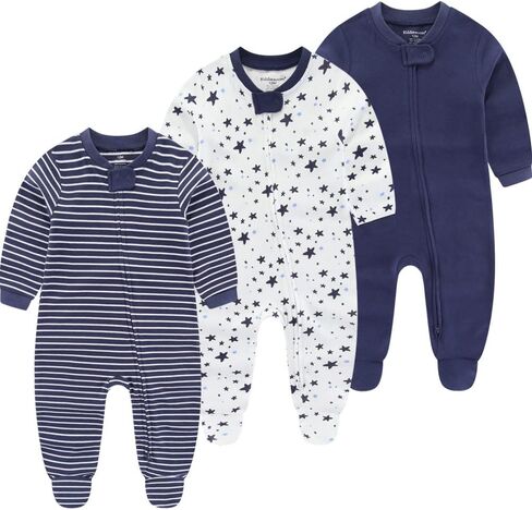 Kiddiezoom Baby Cotton Footed One-Piece Romper Multiple color combinations Jumpsuit Set For Newborn baby Pajamas in Kuwait