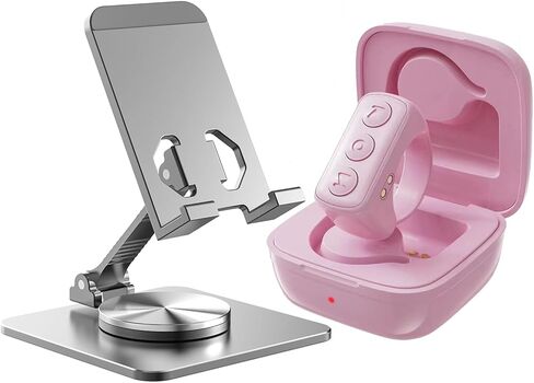Tiktok Remote Ring Page Turner Phone Holder Kit, Revolve Adjustable Cell Phone Desk Holder Stand Bluetooth Page Turner Camera Video Recording Remote, TIK Tok Scrolling Ring for iPhone, Android in Saudi Arabia