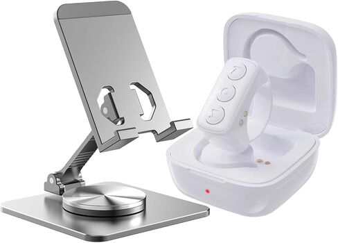 Tiktok Remote Ring Page Turner Phone Holder Kit, Revolve Adjustable Cell Phone Desk Holder Stand Bluetooth Page Turner Camera Video Recording Remote, TIK Tok Scrolling Ring for iPhone, Android in Saudi Arabia