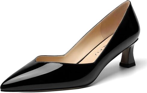 NUMALEO Womens Slip On Solid Pointed Toe Patent Work Casual Spool Low Heel Pumps Shoes 2 Inch in Kuwait