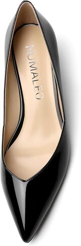 NUMALEO Womens Slip On Solid Pointed Toe Patent Work Casual Spool Low Heel Pumps Shoes 2 Inch in Kuwait