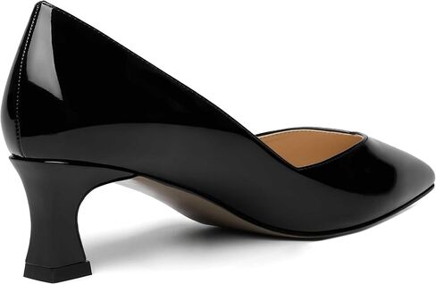 NUMALEO Womens Slip On Solid Pointed Toe Patent Work Casual Spool Low Heel Pumps Shoes 2 Inch in Kuwait