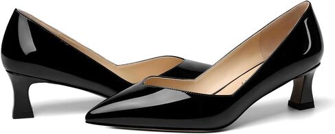 NUMALEO Womens Slip On Solid Pointed Toe Patent Work Casual Spool Low Heel Pumps Shoes 2 Inch in Kuwait