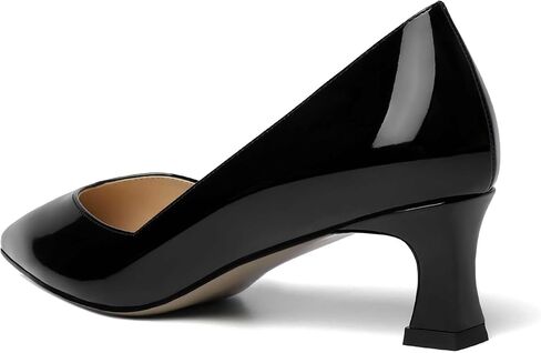 NUMALEO Womens Slip On Solid Pointed Toe Patent Work Casual Spool Low Heel Pumps Shoes 2 Inch in Kuwait