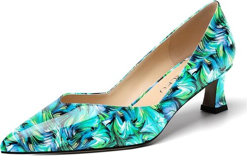 NUMALEO Womens Slip On Solid Pointed Toe Patent Work Casual Spool Low Heel Pumps Shoes 2 Inch in Kuwait