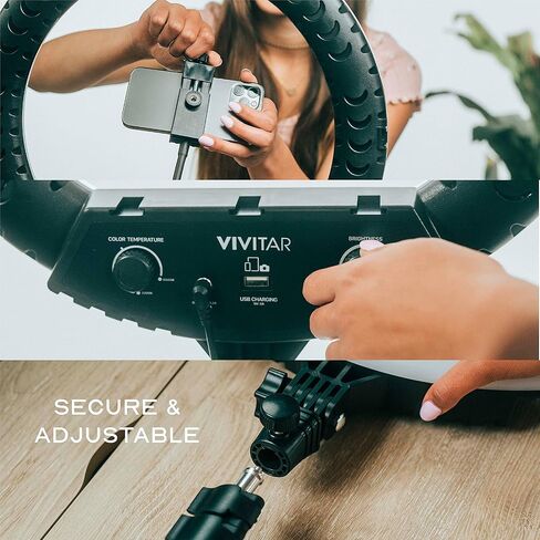 حلقة إضاءة LED من Vivitar مع حامل، حلقة إضاءة سطوع قابلة للتعديل مقاس 18 بوصة مع حامل للكمبيوتر اللوحي وجهاز تحكم عن بعد لاسلكي، إضاءة محمولة لاستوديو الصور والمكياج والبث والتصوير الفوتوغرافي in Kuwait