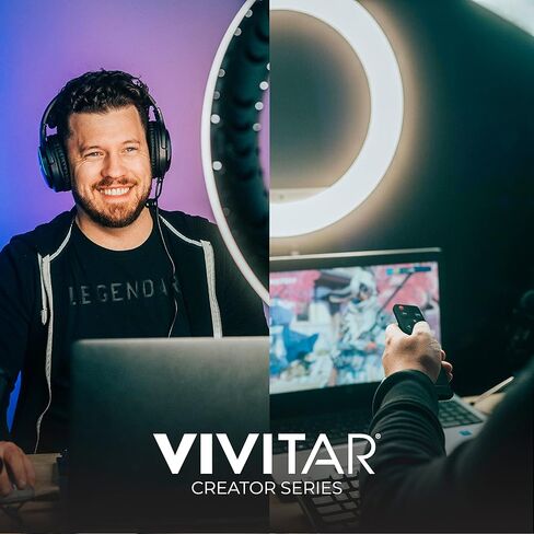 حلقة إضاءة LED من Vivitar مع حامل، حلقة إضاءة سطوع قابلة للتعديل مقاس 18 بوصة مع حامل للكمبيوتر اللوحي وجهاز تحكم عن بعد لاسلكي، إضاءة محمولة لاستوديو الصور والمكياج والبث والتصوير الفوتوغرافي in Kuwait