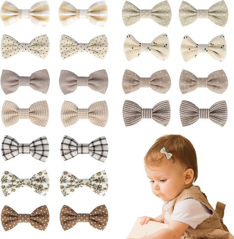 22Pcs Baby Hair Clips, Baby Girl Bows Fully Lined Non Slip Barrettes for Fine Handmade Hair Accessories for Infants Toddlers Kids Fine Hair, Light Color 1 in Saudi Arabia