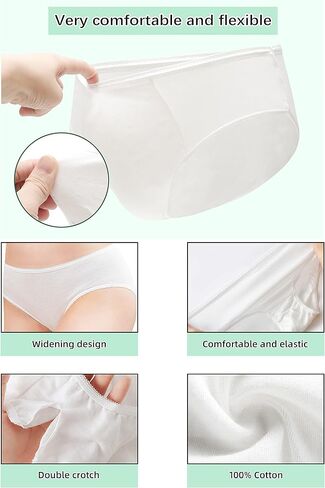 Disposable Underwear for Women 100% Cotton 5 Packs Panties White High Cut Briefs Travel/Emergency/Hospital Stays(XL) in Saudi Arabia