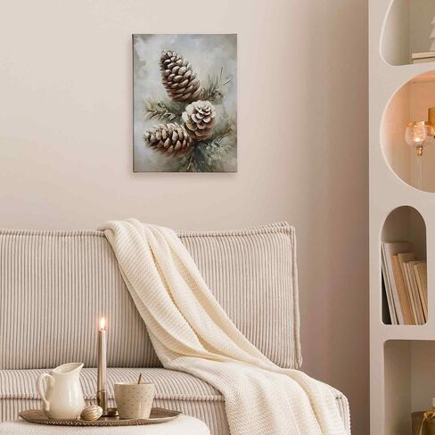 TLESKE Winter Christmas Cardinal Snowy Woodland Wall Art Decor, Red Bird Holly berries Canvas Wall Art Print for Bedroom Living Room, Vintage Rustic Winter Wall Artwork Picture, 11x14in in Kuwait