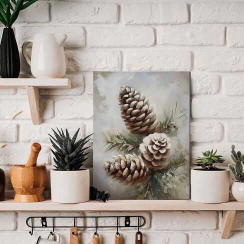 TLESKE Winter Christmas Cardinal Snowy Woodland Wall Art Decor, Red Bird Holly berries Canvas Wall Art Print for Bedroom Living Room, Vintage Rustic Winter Wall Artwork Picture, 11x14in in Kuwait