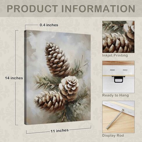 TLESKE Winter Christmas Cardinal Snowy Woodland Wall Art Decor, Red Bird Holly berries Canvas Wall Art Print for Bedroom Living Room, Vintage Rustic Winter Wall Artwork Picture, 11x14in in Kuwait