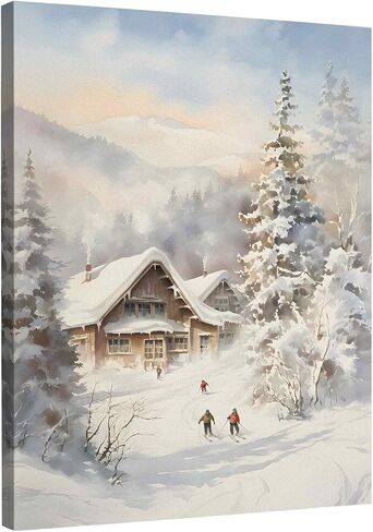 TLESKE Winter Christmas Cardinal Snowy Woodland Wall Art Decor, Red Bird Holly berries Canvas Wall Art Print for Bedroom Living Room, Vintage Rustic Winter Wall Artwork Picture, 11x14in in Kuwait