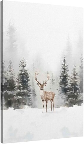 TLESKE Winter Christmas Cardinal Snowy Woodland Wall Art Decor, Red Bird Holly berries Canvas Wall Art Print for Bedroom Living Room, Vintage Rustic Winter Wall Artwork Picture, 11x14in in Saudi Arabia