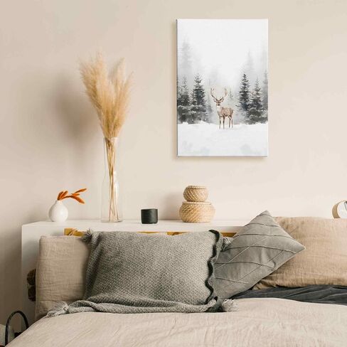 TLESKE Winter Christmas Cardinal Snowy Woodland Wall Art Decor, Red Bird Holly berries Canvas Wall Art Print for Bedroom Living Room, Vintage Rustic Winter Wall Artwork Picture, 11x14in in Saudi Arabia