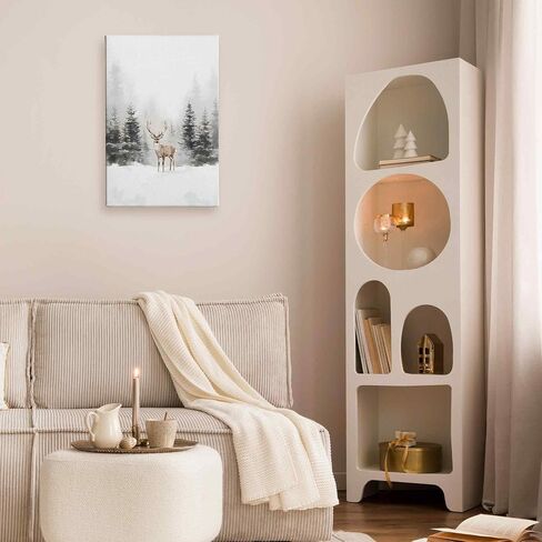 TLESKE Winter Christmas Cardinal Snowy Woodland Wall Art Decor, Red Bird Holly berries Canvas Wall Art Print for Bedroom Living Room, Vintage Rustic Winter Wall Artwork Picture, 11x14in in Saudi Arabia