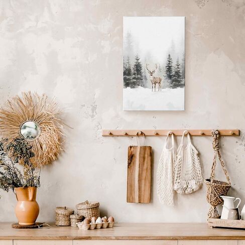 TLESKE Winter Christmas Cardinal Snowy Woodland Wall Art Decor, Red Bird Holly berries Canvas Wall Art Print for Bedroom Living Room, Vintage Rustic Winter Wall Artwork Picture, 11x14in in Saudi Arabia