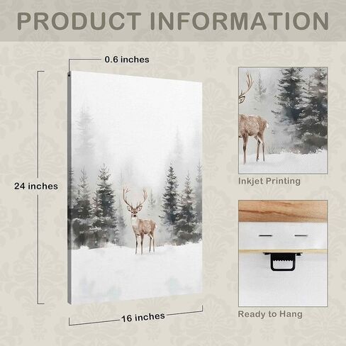 TLESKE Winter Christmas Cardinal Snowy Woodland Wall Art Decor, Red Bird Holly berries Canvas Wall Art Print for Bedroom Living Room, Vintage Rustic Winter Wall Artwork Picture, 11x14in in Saudi Arabia