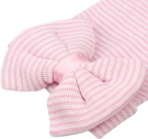 DRESHOW BQUBO Newborn Hospital Hat and Mittens Infant Baby Beanie Soft Cotton Cute Knot Nursery Cap for 0-3 Months Girls Boys in Kuwait