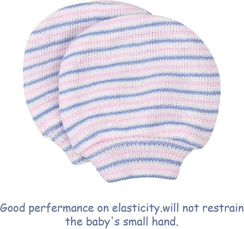 DRESHOW BQUBO Newborn Hospital Hat and Mittens Infant Baby Beanie Soft Cotton Cute Knot Nursery Cap for 0-3 Months Girls Boys in Kuwait