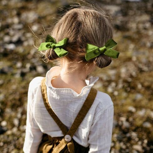 DEEKA Green Velvet Bow Headband & 2 Pcs Velvet Hair Bows Set Velvet Uniform Hair Accessories Hair Band for Little Toddler School Girls -Green in Saudi Arabia
