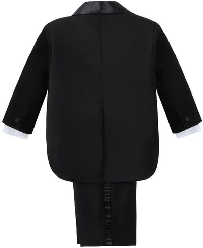 Dressy Daisy Baby Boy Tuxedo 5 Pieces Set Formal Dress Suit Gentleman Tux Wedding Outfit Black White Ivory in Saudi Arabia