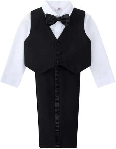Dressy Daisy Baby Boy Tuxedo 5 Pieces Set Formal Dress Suit Gentleman Tux Wedding Outfit Black White Ivory in Saudi Arabia