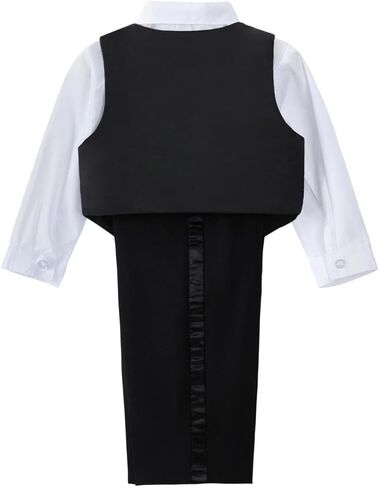 Dressy Daisy Baby Boy Tuxedo 5 Pieces Set Formal Dress Suit Gentleman Tux Wedding Outfit Black White Ivory in Saudi Arabia