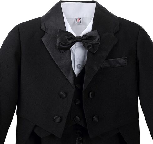 Dressy Daisy Baby Boy Tuxedo 5 Pieces Set Formal Dress Suit Gentleman Tux Wedding Outfit Black White Ivory in Saudi Arabia