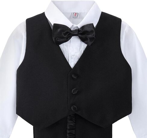 Dressy Daisy Baby Boy Tuxedo 5 Pieces Set Formal Dress Suit Gentleman Tux Wedding Outfit Black White Ivory in Saudi Arabia
