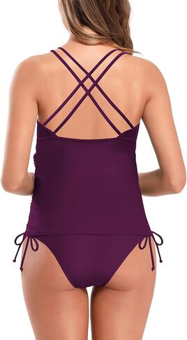 ملابس سباحة نسائية من SHEKINI للحمل تانكيني بعقدة أمامية وخلفية متقاطعة مكونة من قطعتين in Kuwait
