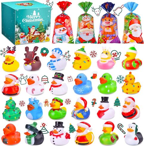 24 Packs Christmas Ducks Rubber Ducks in Bulk, Assorted Xmas Jeep Ducks for Ducking, Small Rubber Duckies for Kids Christmas Stockings Stuffers Goodie Bags Stuffers Kids Baby Shower Pool Toys in Saudi Arabia