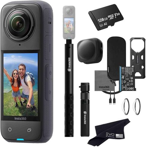 Insta360 X4 Bullet Time Bundle- Waterproof 360 Action Camera with 1/2"" 48MP Sensors, 8K 360 HDR Video, 72MP 360 Photo, |Bundle Includes Bullet Time, Lens Cap (128GB), Black in Saudi Arabia