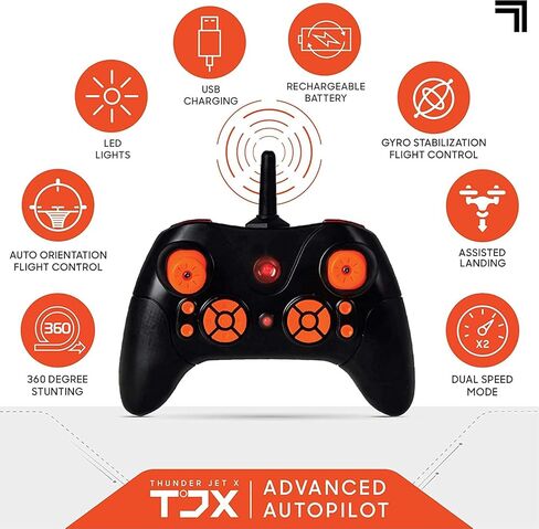 طائرة بدون طيار SHARPER IMAGE Thunderbolt للتحكم عن بعد، الإصدار القياسي، طائرة مقاتلة لاسلكية 2.4 جيجا هرتز RC، كوادكوبتر مع مساعدة الهبوط، طائرة صغيرة للأطفال والمبتدئين، قابلة للشحن in Kuwait