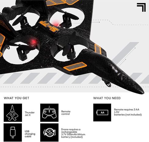 طائرة بدون طيار SHARPER IMAGE Thunderbolt للتحكم عن بعد، الإصدار القياسي، طائرة مقاتلة لاسلكية 2.4 جيجا هرتز RC، كوادكوبتر مع مساعدة الهبوط، طائرة صغيرة للأطفال والمبتدئين، قابلة للشحن in Kuwait